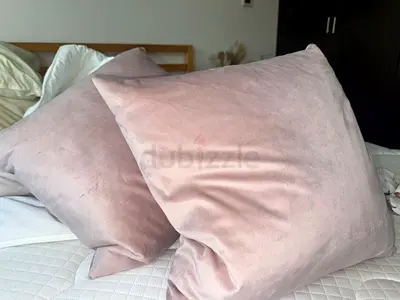 Set of 2 Velvet Throw Cushions - Light Pink, 45x45cm