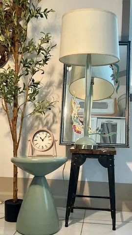 Floor Lamp with Side Table - Mint Green Accent Set