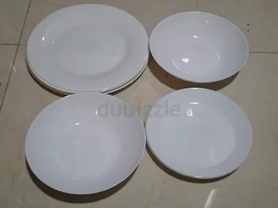 Aria opal glass plates and bowl (9 pieces)
