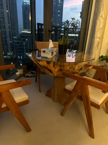 Solid Wood Root Table with Glass Top (No negotiations)