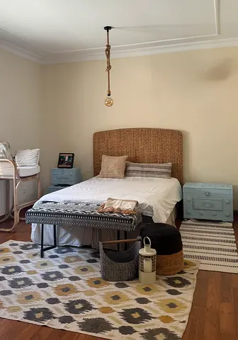Queen bed woven rattan headboard  (great condition) from Pottery Barns