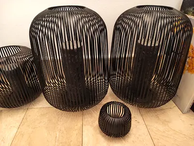 5 Black Blomus Candle Holders Metal Basket