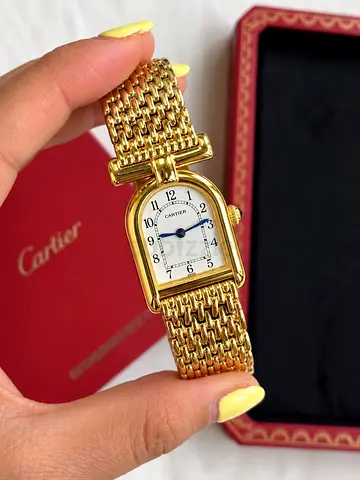 Cartier gold tone women's Master Quality Wristwatch with mesh bracelet