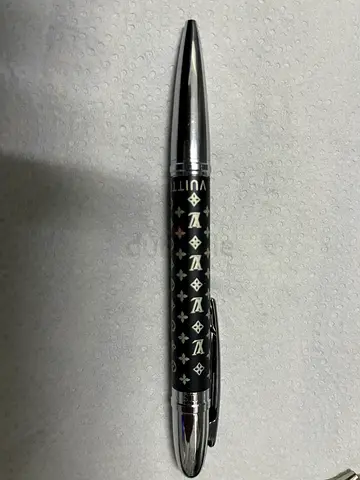 Louis Vuitton Style Monogram Ballpoint Pen - Black & Silver