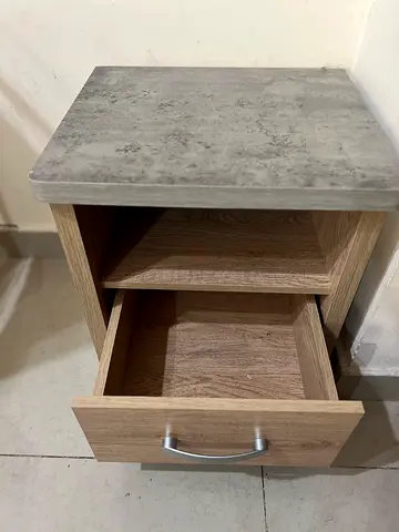 Home box Small bedside nightstand with drawer and shelf - oak finish