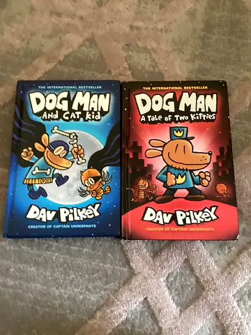 Two 'Dog Man' graphic novels by Dav Pilkey - Dog Man: A Tale of Two Kitties & Dog Man and Cat Kid