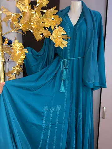 Teal embroidered abaya new never used