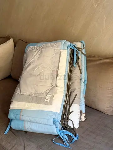 Light Blue Baby Crib Bumper / Cot Bedding Set - Gently Used