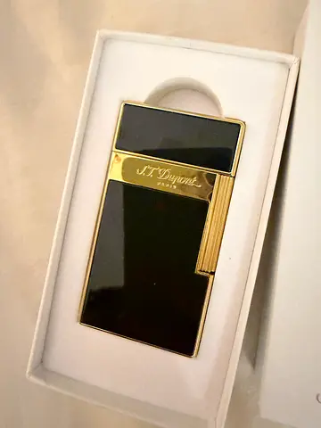 S.T. Dupont Big D Black Lacquer Gold Lighter, 025002 Black Lacquer and Golden