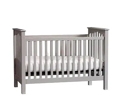 Wooden Baby Crib - Solid Slatted Design, Neutral Finish