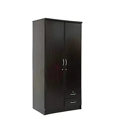 Two-door wardrobe with drawers - dark wood finish
