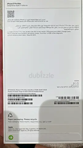 Apple iPhone 17 poro max 512 deep blue