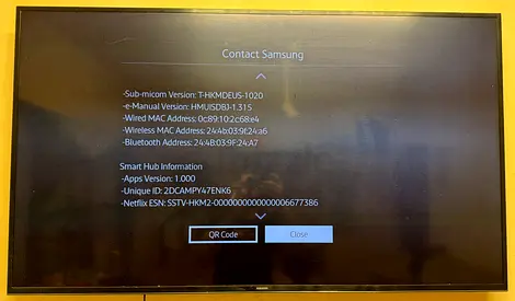 Samsung 60" Smart LED TV (working) - Wall-mounted, tested