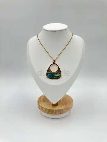 Gold-tone Necklace with Abalone Shell Pendant - Vintage Style