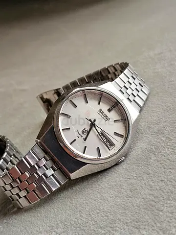 Seiko Quarts typ 2 cut glass Stainless Steel Men's Watch - Vintage Day/Date