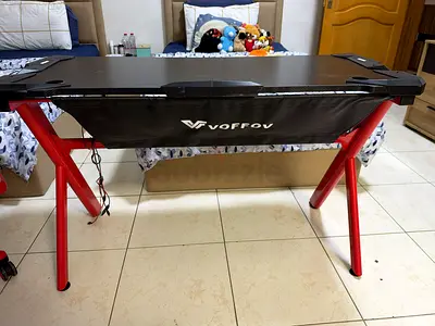 Voffov Gaming Desk with Red Frame and Cable Management