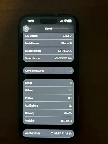 iPhone 15 black with 128gb storage