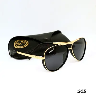 Ray-Ban Gold Frame Black Lens Polarized Sunglasses with Case