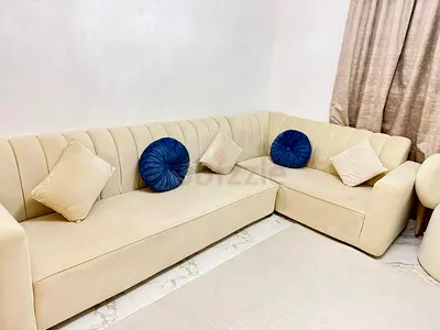 Beige L-shaped Corner Sofa - Comfortable 3+2 Seater