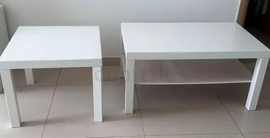 White IKEA LACK coffee table and side table set - good condition 2 coffee tables + 2 bed side tables