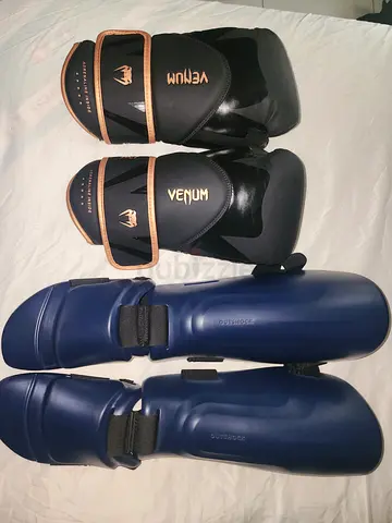 Venum Challenger 4.0 12 oz Gloves and Outshock Shin Guards Size L Combo For Sale (Negotiable Price)