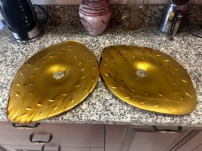 Pair of vintage metal serving trays