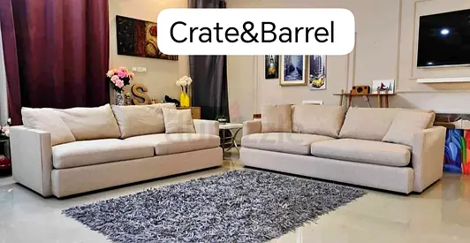 3 Plus 2 Seater Sofa Set Crate&Barrel Lounge Deep feather filled sofa