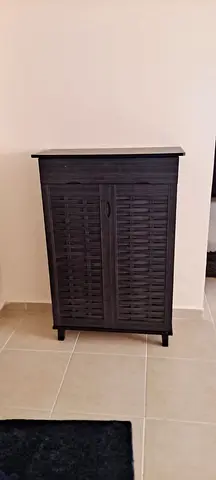 Dark wood shoes cabinet with double doors — brand new
