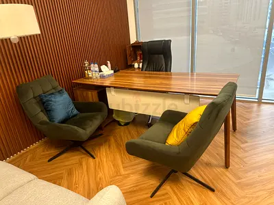 Urgent Sale- Office L-Shape Table set with 1 Queen Chair & Sofas Set