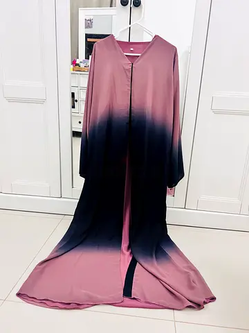 Pink to Black Ombre Long Abaya size 57-58
