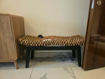 Woven-top bench