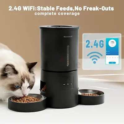 Smart Automatic Cat Feeder with Dual Stainless Bowls (Wi‑Fi App Controlled)