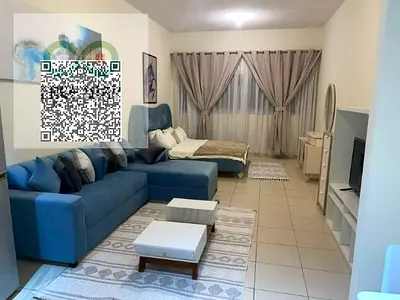Furnished studio for monthly rent in Al Rashidiya 3, Ajman; features a spacious layout.