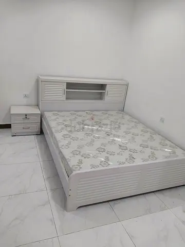 White double bed with headboard and mattress - good condition