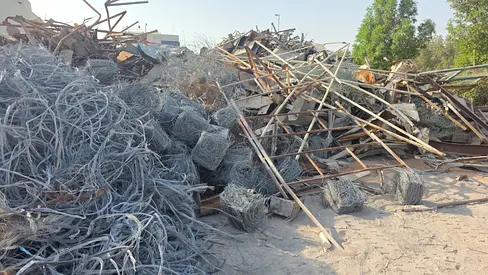 Bulk Mixed Scrap Metal Pile - Construction Wire, Rebar & Metal Frames