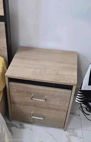 Light Wood 2-Drawer Bedside Nightstand