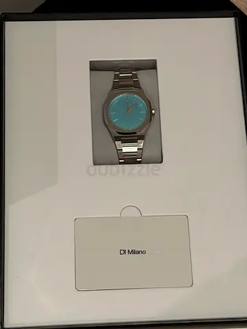 DM Milano stainless steel men's watch with turquoise dial - like new in box