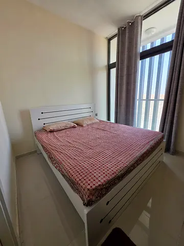 White double bed frame with headboard - good condition