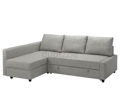 [Sale] IKEA Light grey fabric L-shaped sofa with storage (FRIHETEN)