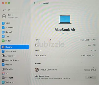 MacBook Air M1 (2020) & M2 2022 - 8GB RAM, macOS Golden Gate