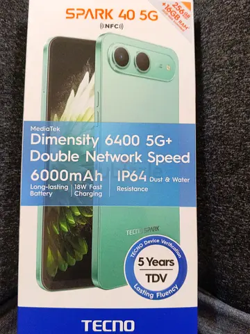 Tecno Spark 40 5G (Mint) - Brand New in Box, 6000mAh