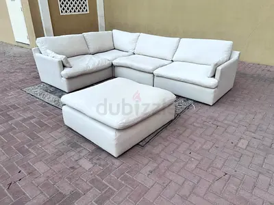 Home Center swin feather filled sofa with footstool