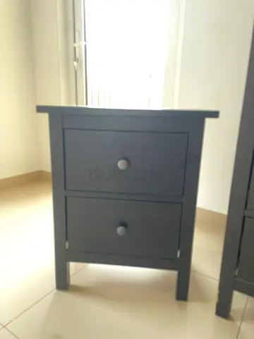 IKEA HEMNES set: two-drawer wooden bedside table/nightstand + HEMNES chest of drawers - black brown