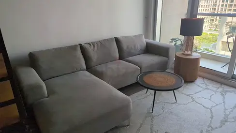 Home Centre Grey L-Shaped Sofa with Detachable Chaise – Excellent Condition