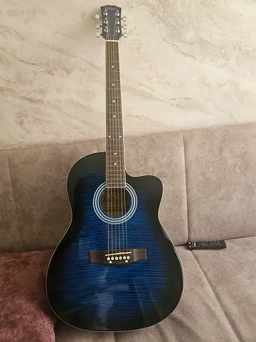 Blue Cutaway Acoustic Guitar - Good Condition little repair required to the bridge