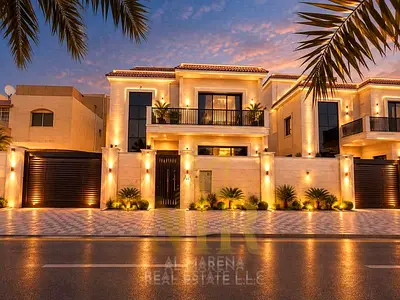 Family villa for sale in Al Muwaihat 3, Ajman. Two floors and a roof terrace | 4,000 sq ft | 5 master bedrooms | Space allocated for an elevator. A un