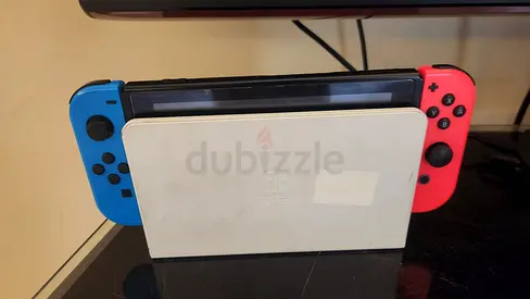 Jailbroken Nintendo Switch OLED with Neon Blue & Red Joy-Con - Used