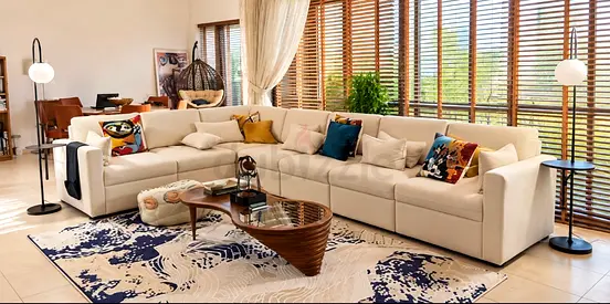 beige sectional sofa in excellent condition modular 7 seater