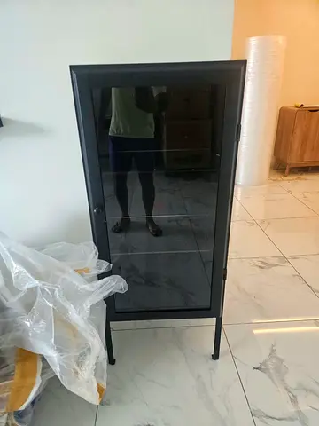 Black glass display cabinet