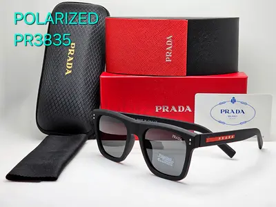 Prada PR 3835 Polarized Sunglasses with Case - Black/Red